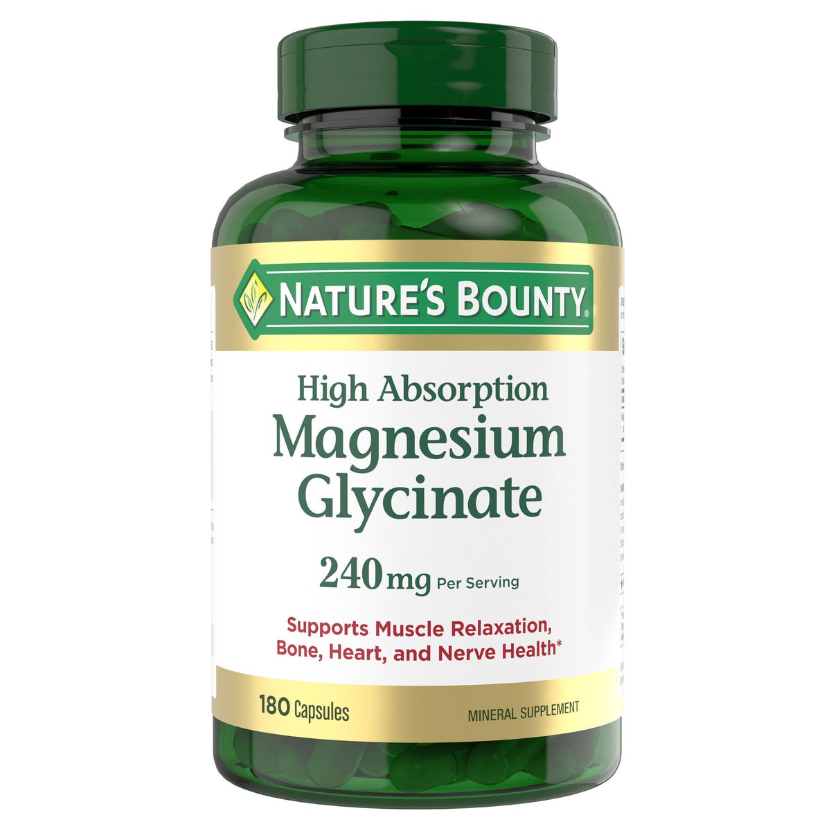 Nature’s Bounty Magnesium Glycinate 2400 mg, 180 Capsules